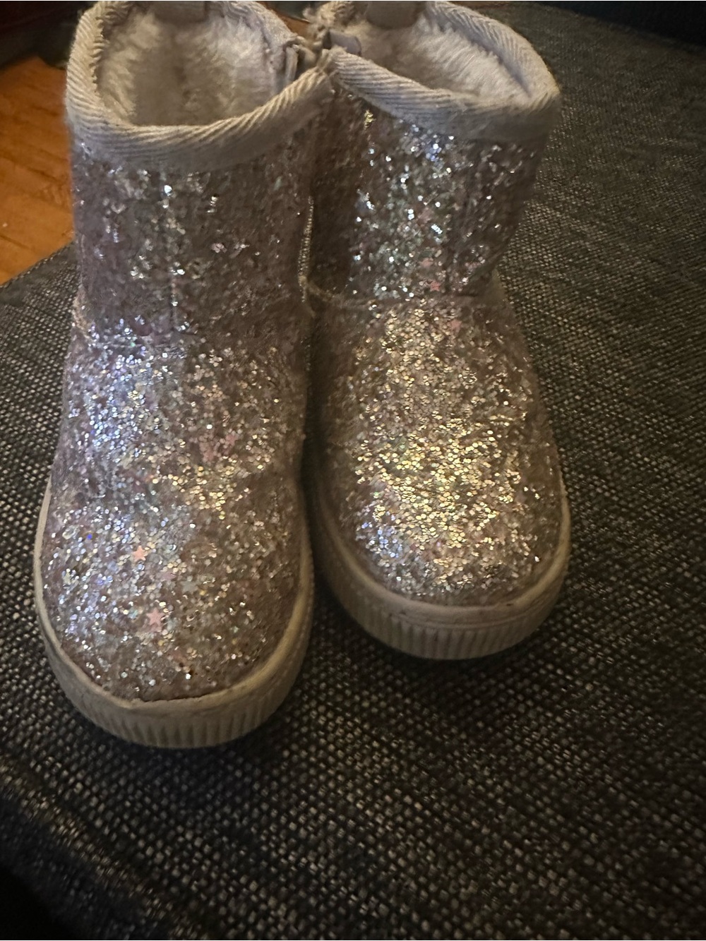 Cat & Jack Kids Glitter Booties in Silver/Pink Sparkle